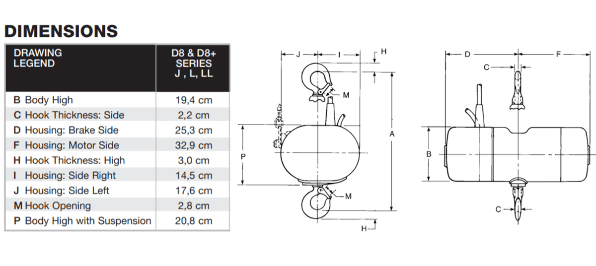 CM Lodestar Hoist D8 1000kg - Single Brake - imagen 4