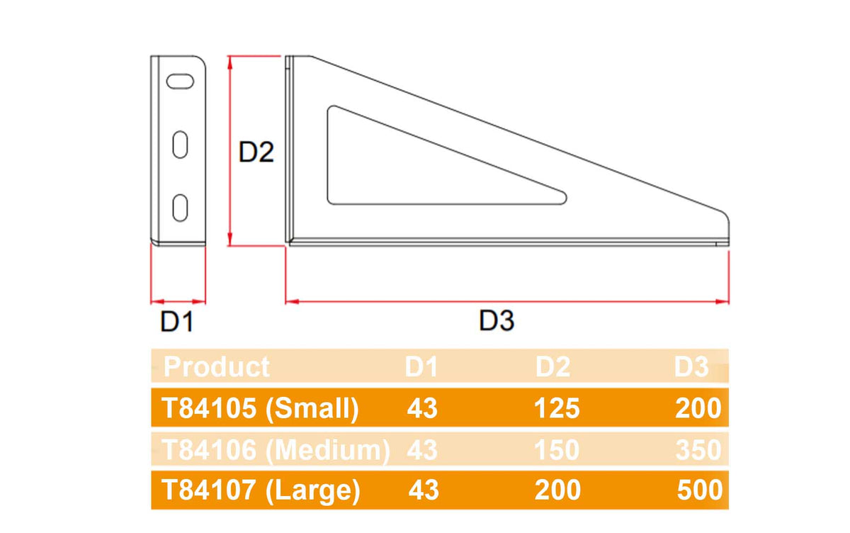 Doughty Studio Rail Slotted Wall Brackets - 3 Sizes. Supplied by MTN Shop EU - imagen 3