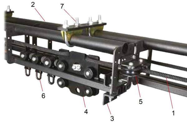 Doughty Curtain Track (Six Track) Kit. Line-operated system with overlap. 4m-16m Length. Suppled by MTN Shop EU