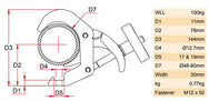 Doughty Quick Trigger® Hook Clamp 48-80mm – The Titan Quick Trigger Hook Clamp is supplied w/a Wing Nut & M12 Bolt Fixing. Fit ⌀48-80mm Tube. Constructed from high tensile aluminum. – Now available at MTN Shop UK. - imagen 3