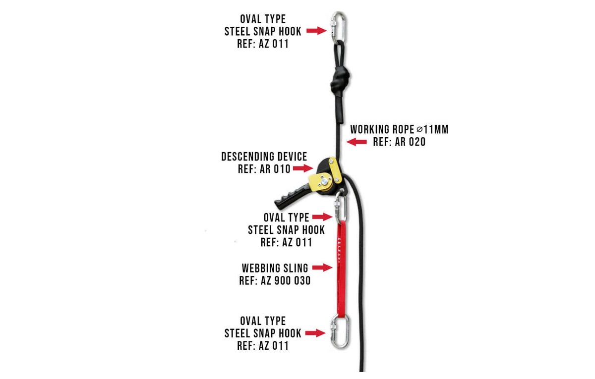 Escape Kit – System for self-rescue and remote pick-off rescue. The escape kit includes 30m working rope, 3x Fifty-Fifty connectors, 1x Goblin 120, 1x descending device, etc – Now available at MTN Shop UK. - imagen 2