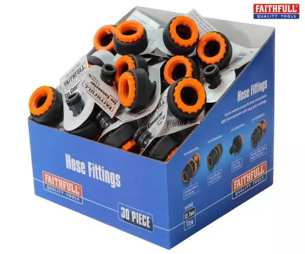 Faithfull Plastic Tap Hose Connector 1/2 & 3/4in (Box 30)