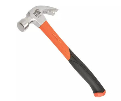 Bahco - Bahco 428 Curved Fibreglass Claw Hammer 570g (20oz) - Steel claw hammer with ergonomic orange and black handle.