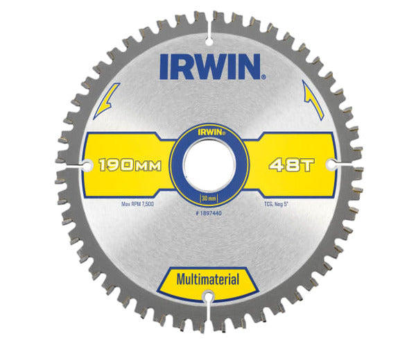 Irwin Multi Material Circular Saw Blade 190 x 30mm x 48T TCG MTN Shop UK