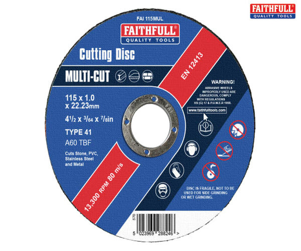 Faithfull Multi-Purpose Cutting Disc 115 x 1.0 x 22.23mm (Pack 10)