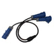 Stage Cable 16A 240V Plug to 2 x 16A Sockets Parallel Y Splitter