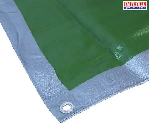 Faithfull Tarpaulin Green/Silver 5.4 x 3.6m (18 x 12ft) 80gsm