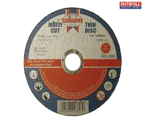 Faithfull Multi-Purpose Cutting Disc 100 x 1.0 x 16mm (Pack 10)