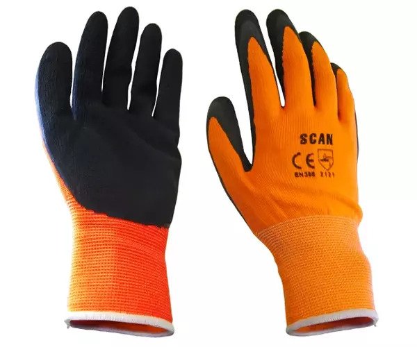 Orange Foam Latex Coated Gloves