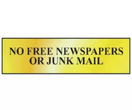 No Free Newspapers Or Junk Mail - Polished Brass Effect