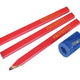 Faithfull Carpenters' Pencils Red (Pack 3 + Sharpener)