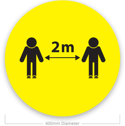 Social Distancing Floor Stickers 400mmDia. ''2m Distance''