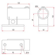 Key Clamp: Doughty Railing Side Support Vertical Base. Supplied by MTN Shop EU - imagen 2