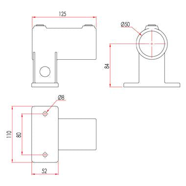 Key Clamp: Doughty Railing Side Support Horizontal Base. Supplied by MTN Shop EU - imagen 2