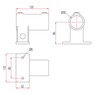 Key Clamp: Doughty Railing Side Support Horizontal Base. Supplied by MTN Shop EU - imagen 2