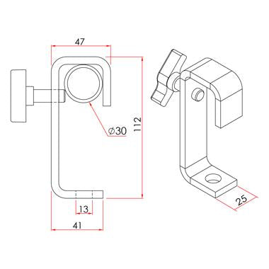 Doughty 30mm Hook Clamp (Steel) – second image