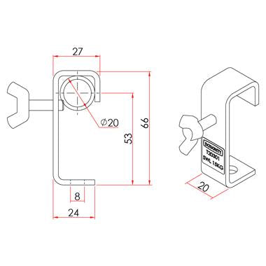 Doughty Hook Clamp (Steel)- Fits ⌀20mm/¾" Tube- MTN Shop EU