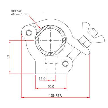 Doughty Standard Side Entry Clamp (Aluminum) – Ideal for where height is at a premium and a clamp that fully encompasses the tube is required. Fit ⌀48-51mm Tube. SWL: 750 Kg. – Now available at MTN Shop UK. - imagen 3