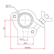 Doughty Standard Side Entry Clamp (Aluminum) – Ideal for where height is at a premium and a clamp that fully encompasses the tube is required. Fit ⌀48-51mm Tube. SWL: 750 Kg. – Now available at MTN Shop UK. - imagen 3