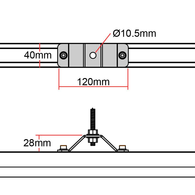 Doughty Rail Top Hat Bracket (Steel) comes with 2 sizes and is supplied by MTN Shop EU - imagen 4