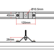 Doughty Rail Top Hat Bracket (Steel) comes with 2 sizes and is supplied by MTN Shop EU - imagen 4