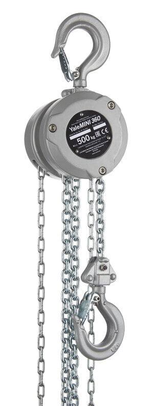 Yale MINI 360 Hand Chain Hoist with compact design, 360° rotation capability, lightweight die-cast aluminium housing, and safety features. - imagen 4